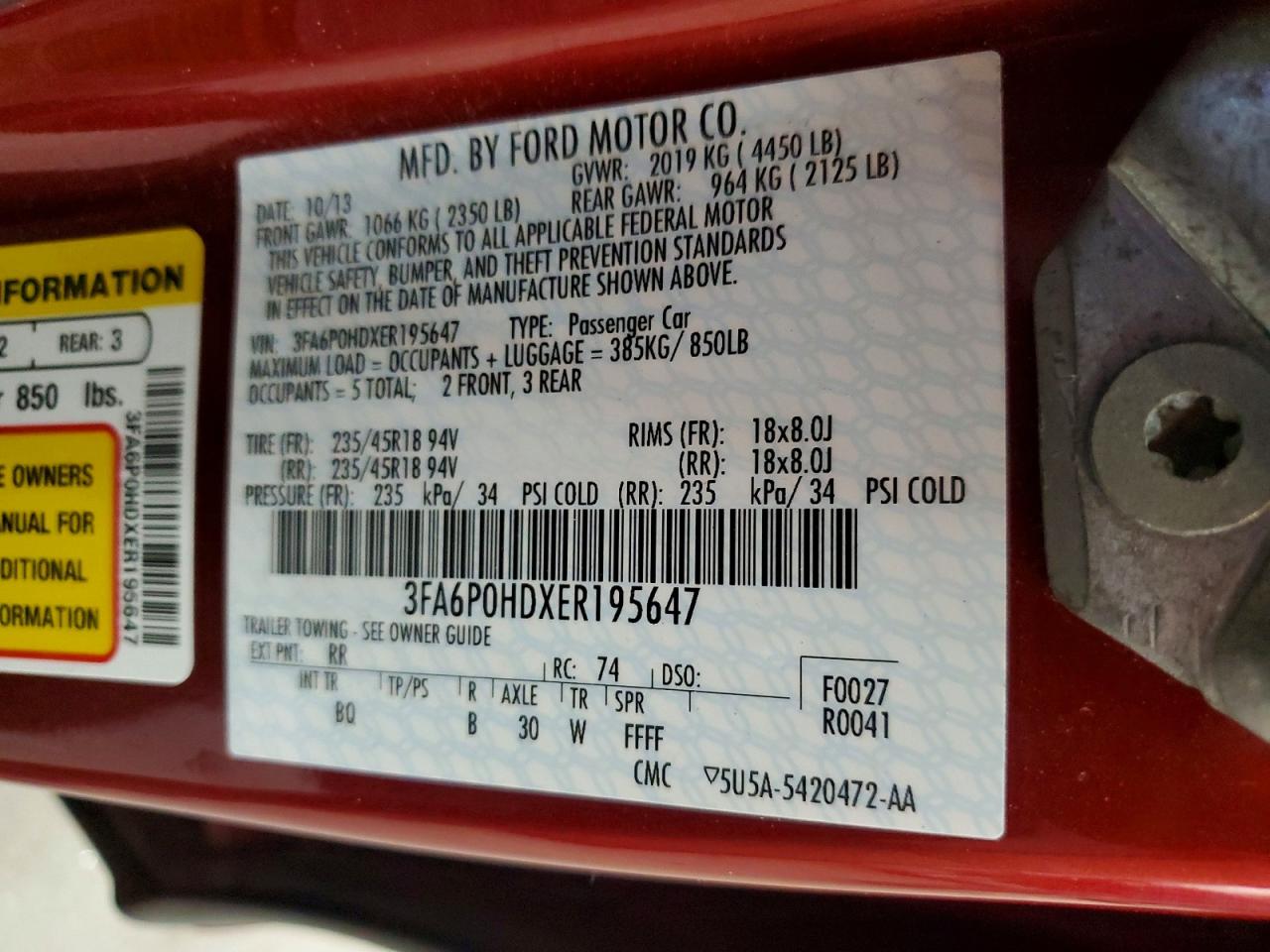 2014 FORD FUSION SE photo 23