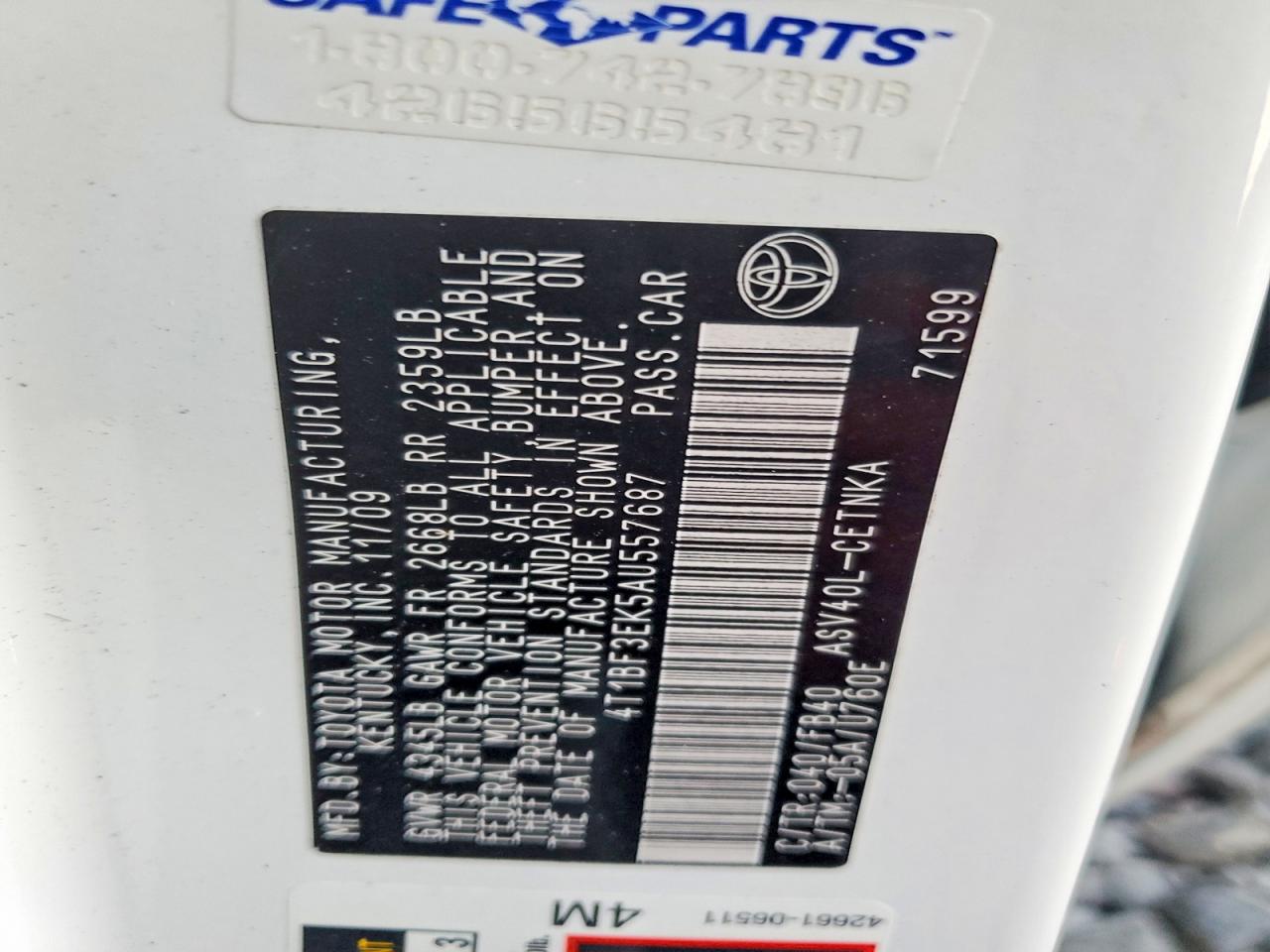 2010 TOYOTA CAMRY BASE photo 13