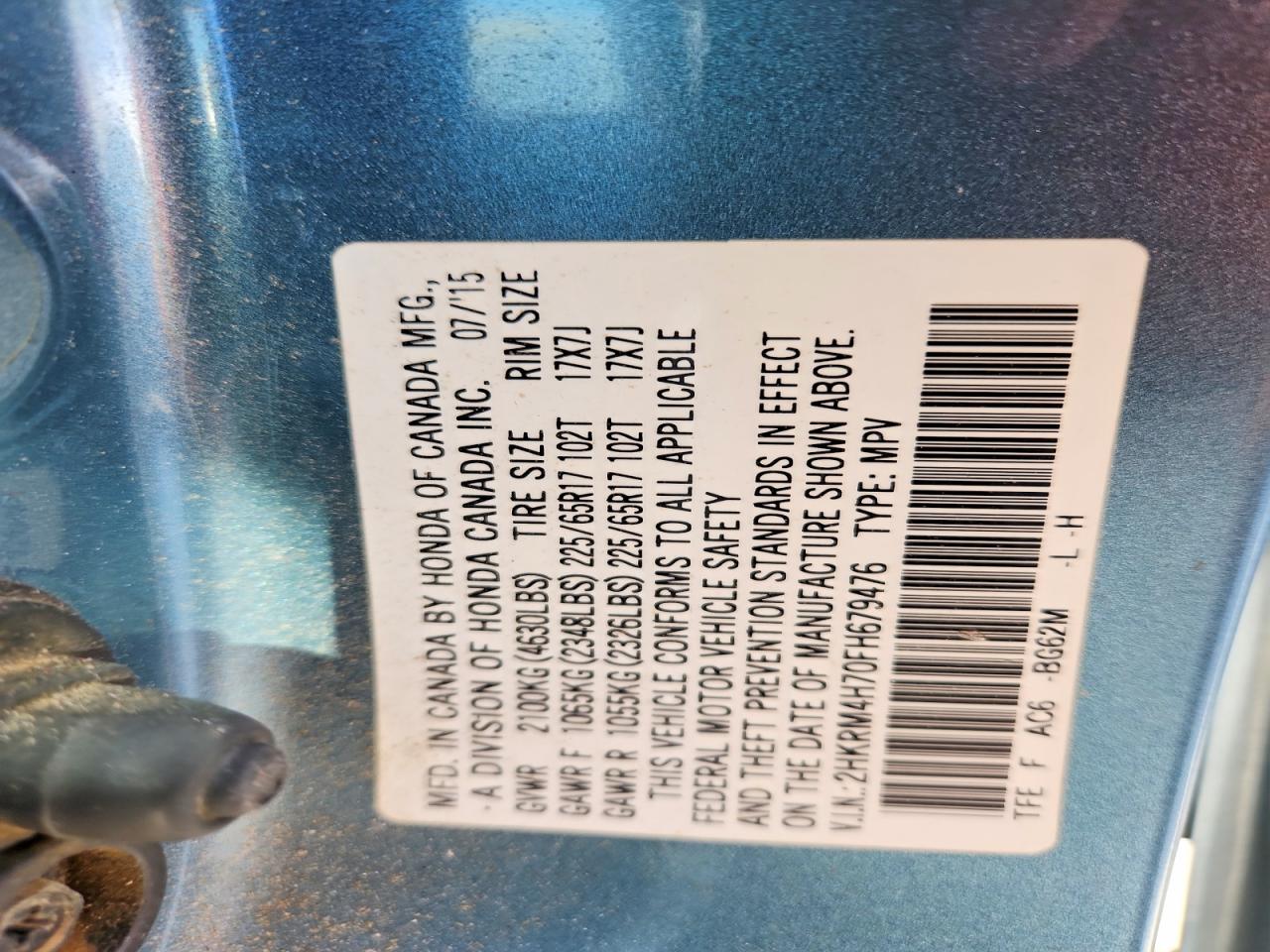 2015 HONDA CR-V EXL photo 12