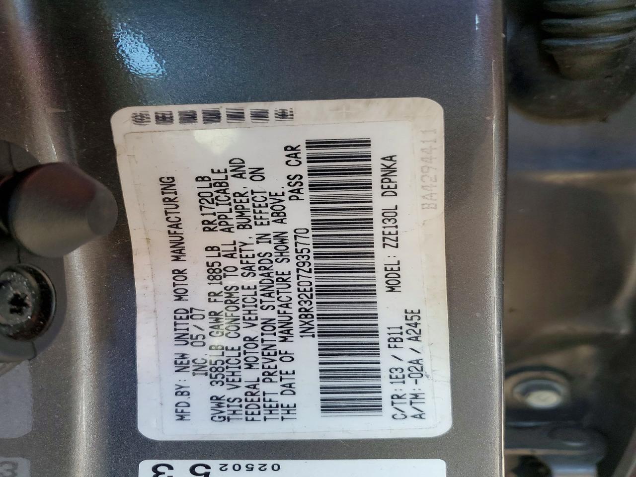 2007 TOYOTA COROLLA CE photo 13