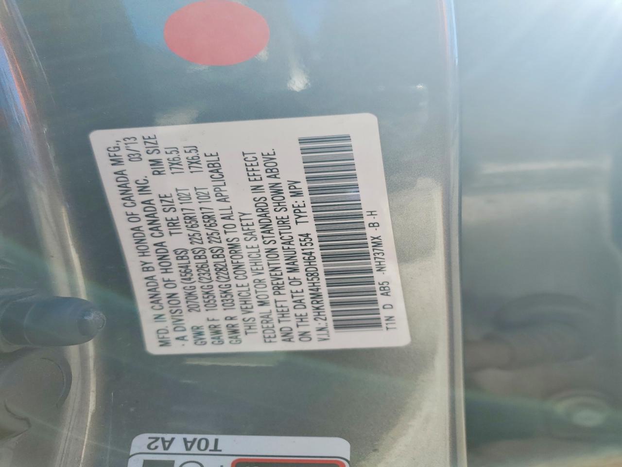 2013 HONDA CR-V EX photo 13