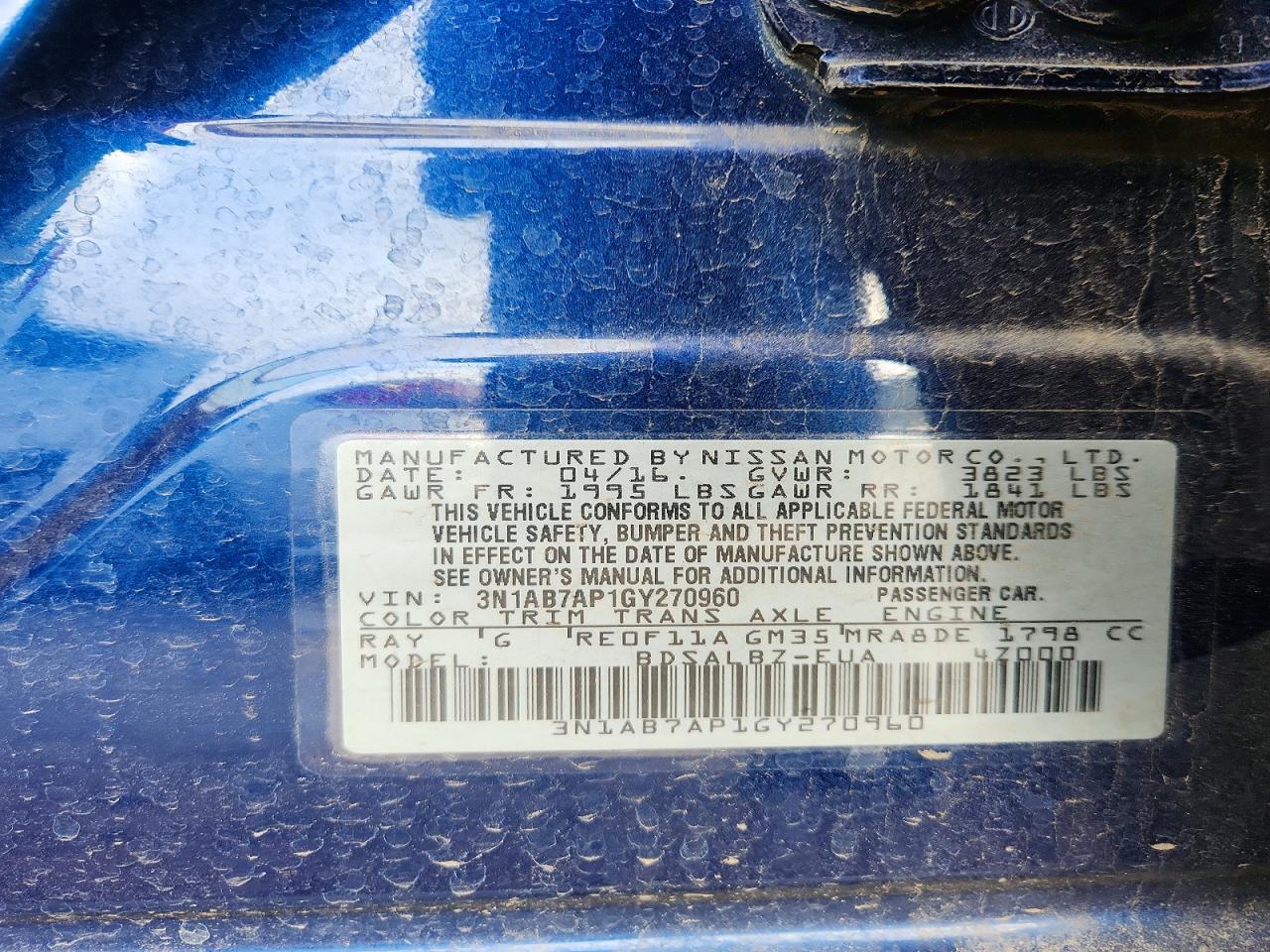 2016 NISSAN SENTRA S photo 13