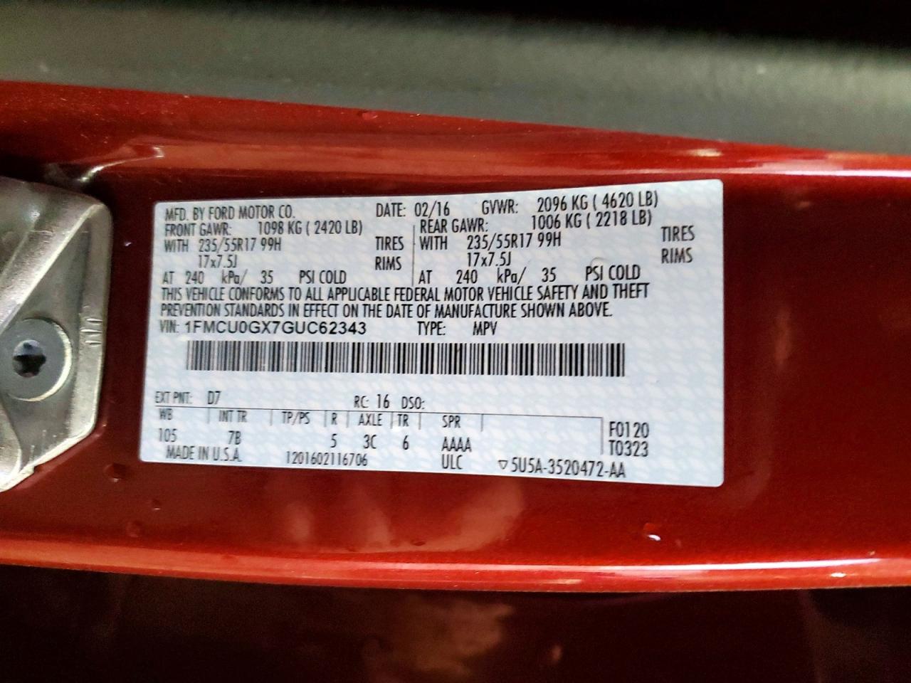 2016 FORD ESCAPE SE photo 14