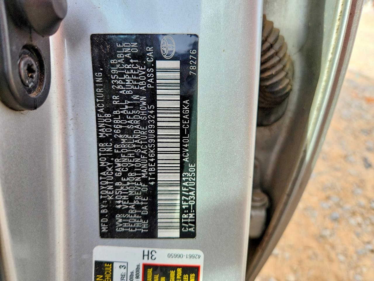 2009 TOYOTA CAMRY BASE photo 12