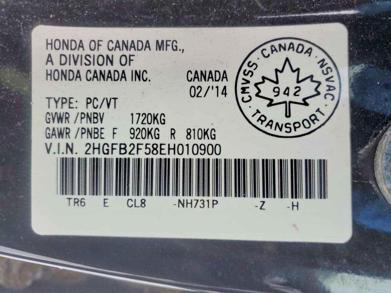 2014 HONDA CIVIC LX photo 12