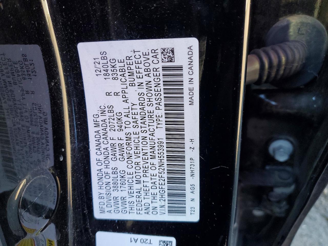 2022 HONDA CIVIC SPORT photo 12