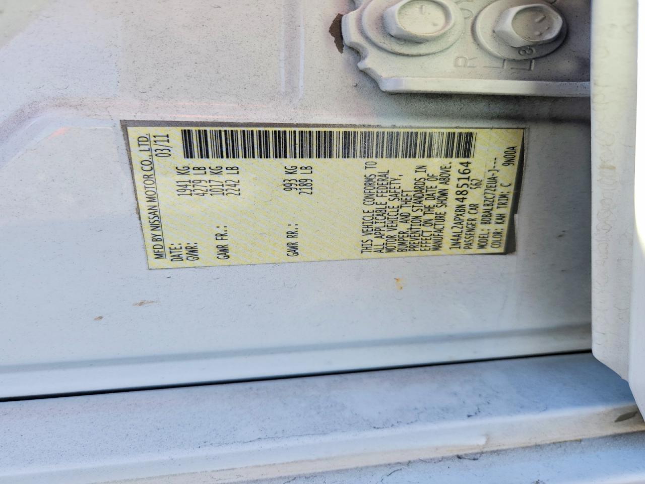 2011 NISSAN ALTIMA BASE photo 12