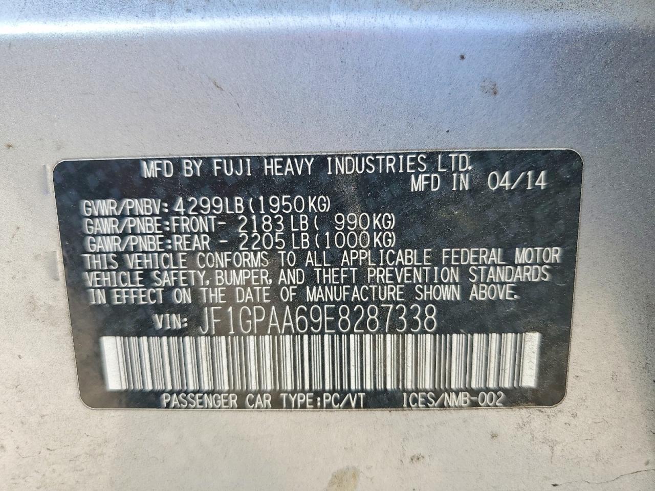 2014 SUBARU IMPREZA photo 13