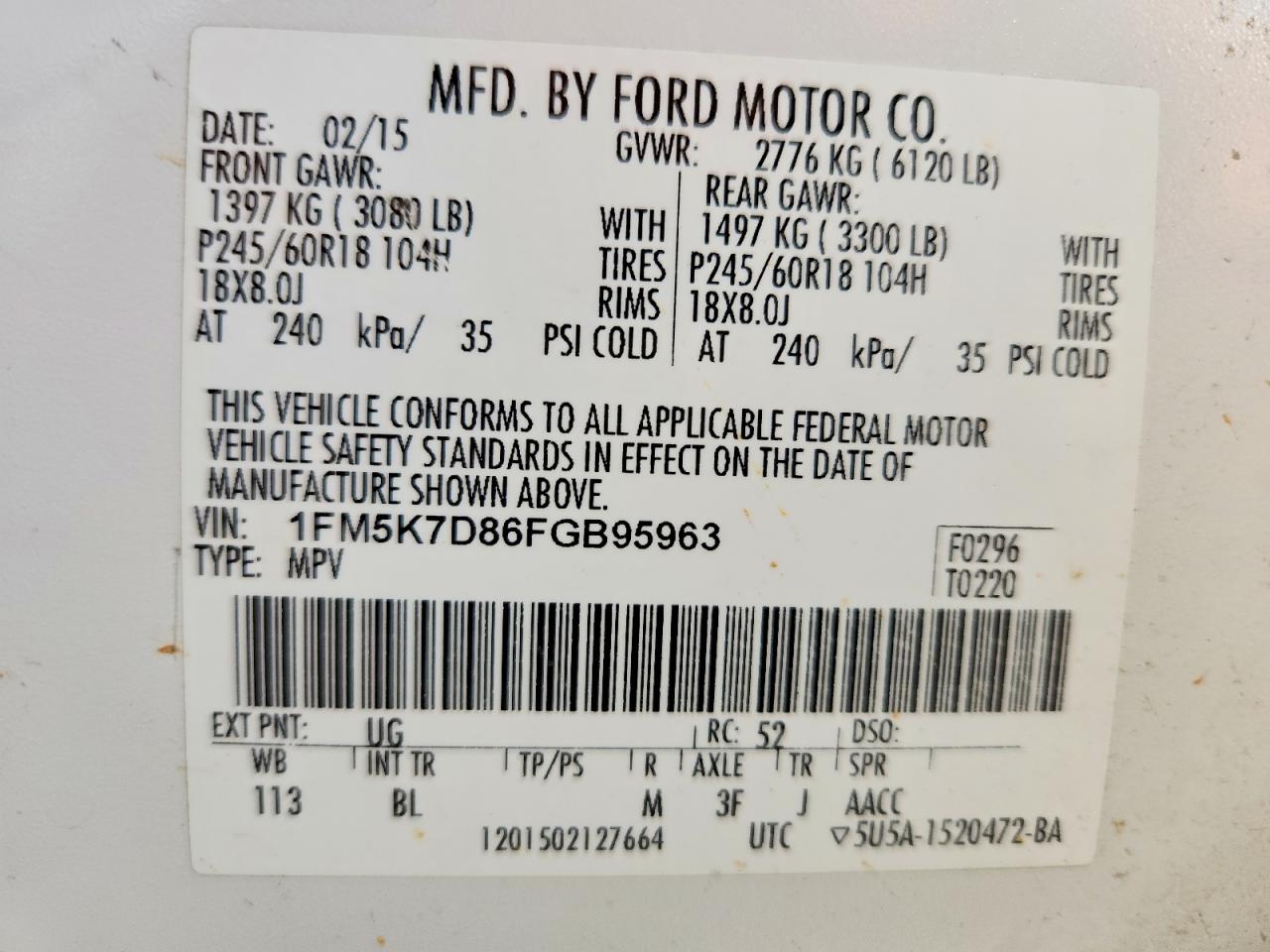 2015 FORD EXPLORER XLT photo 13