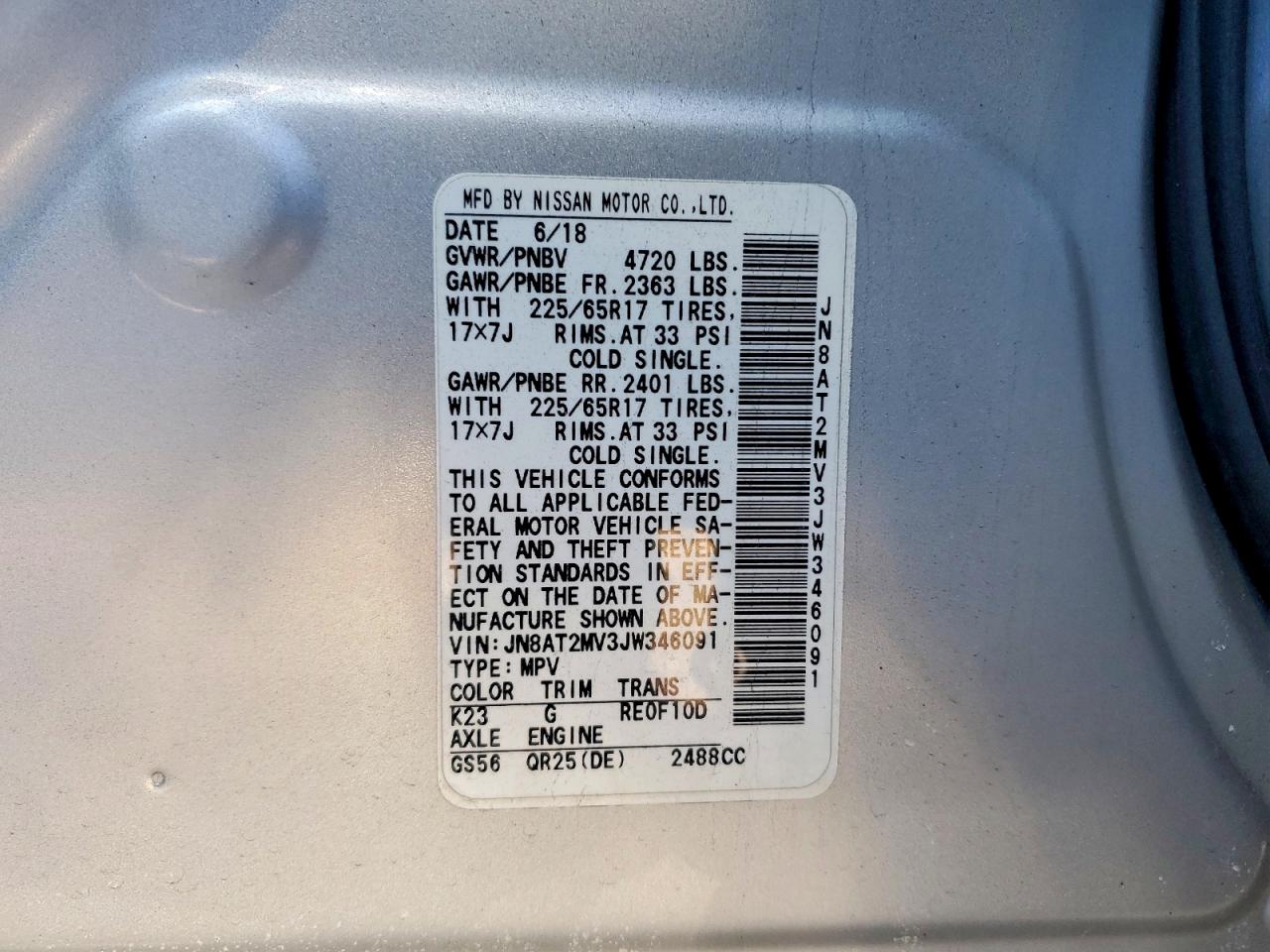 2018 NISSAN ROGUE S photo 40