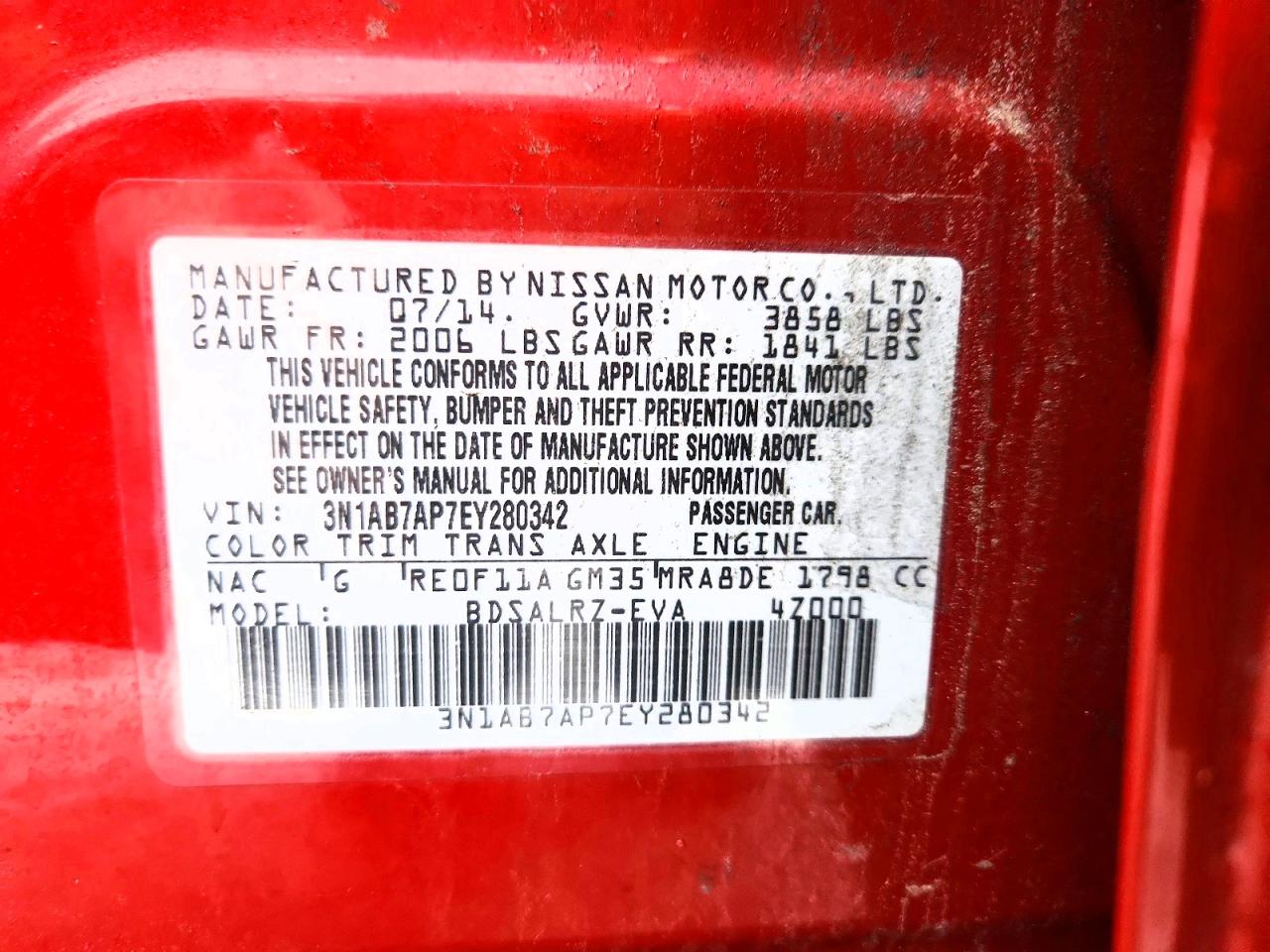 2014 NISSAN SENTRA S photo 12