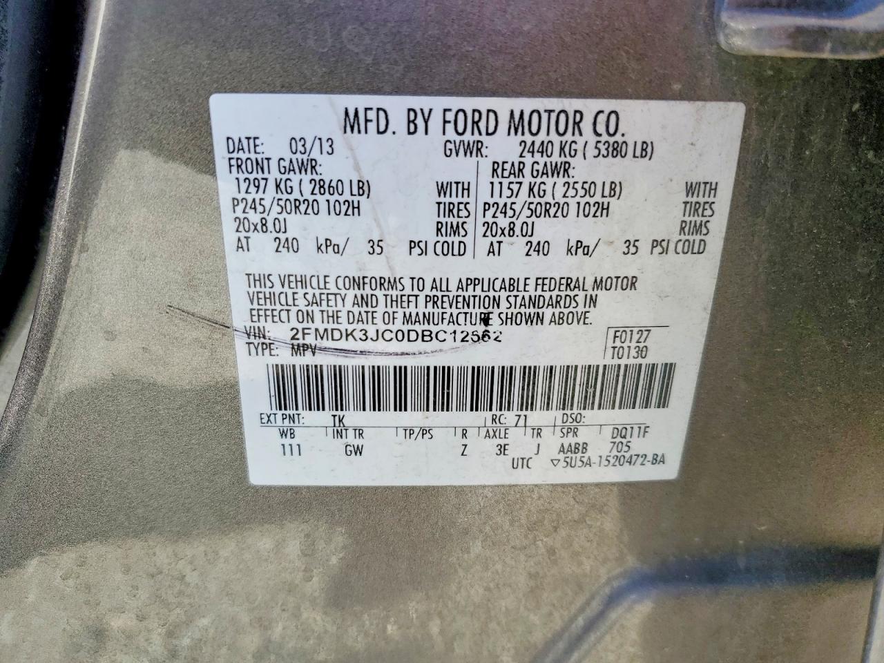 2013 FORD EDGE SEL photo 13