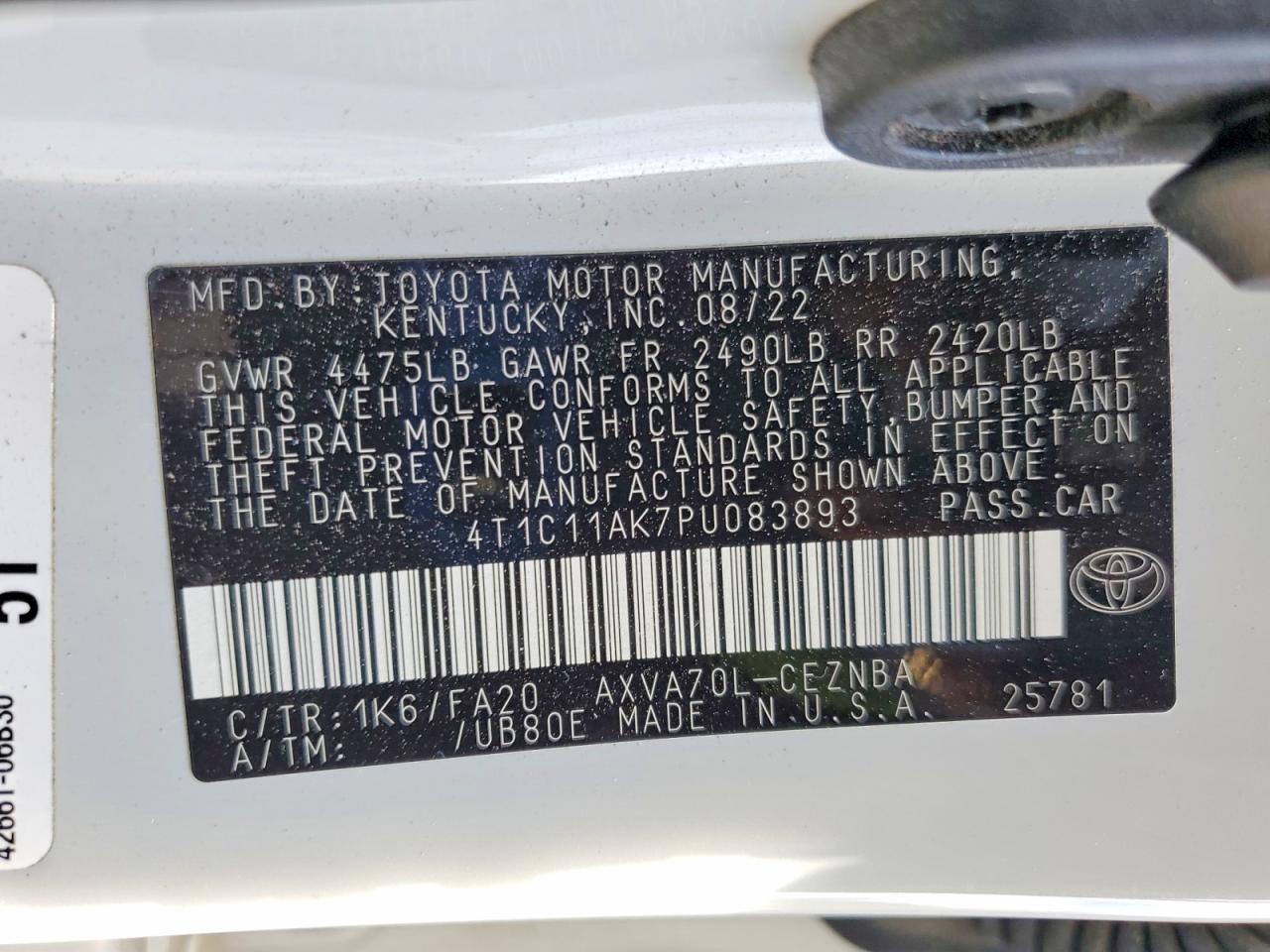 2023 TOYOTA CAMRY LE photo 12