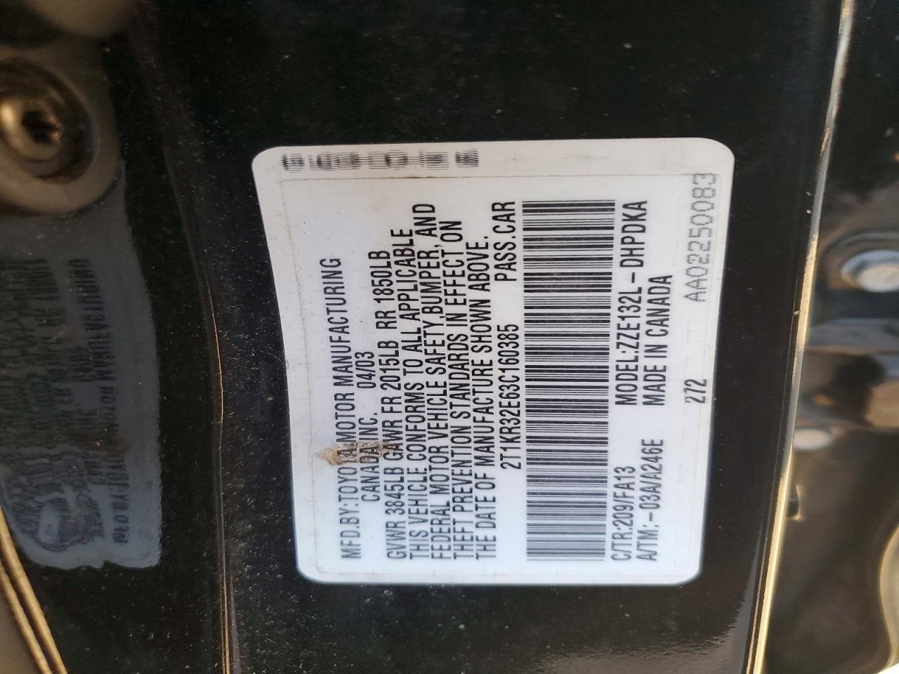 2003 TOYOTA COROLLA MATRIX XR photo 25