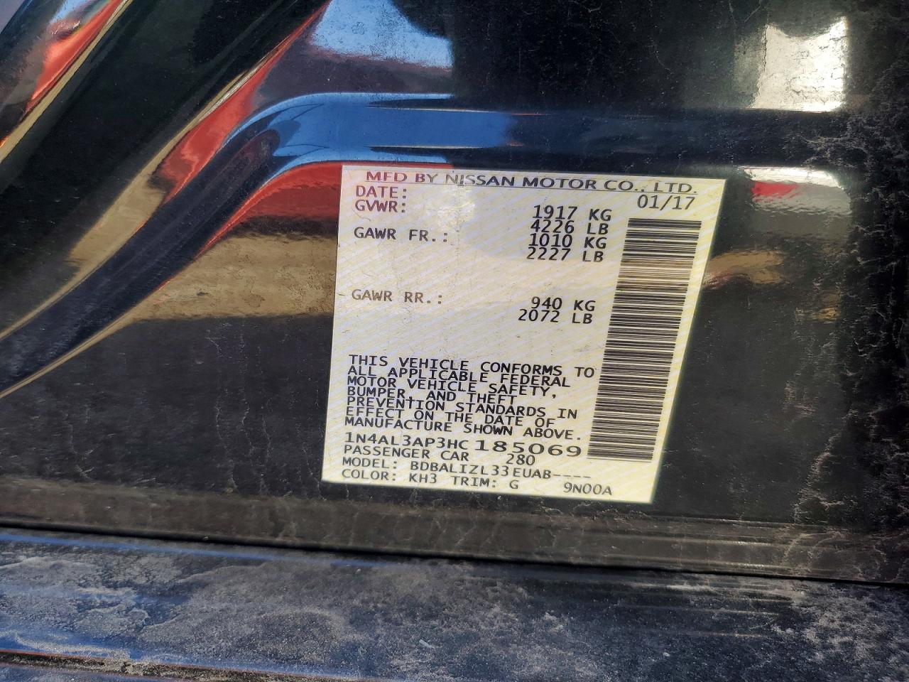 2017 NISSAN ALTIMA 2.5 photo 12