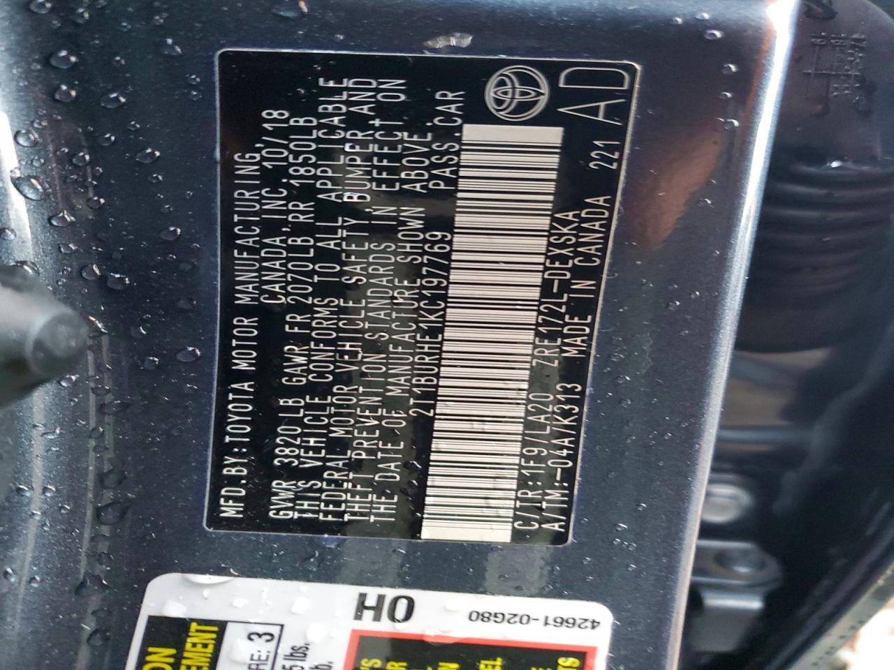 2019 TOYOTA COROLLA L photo 25