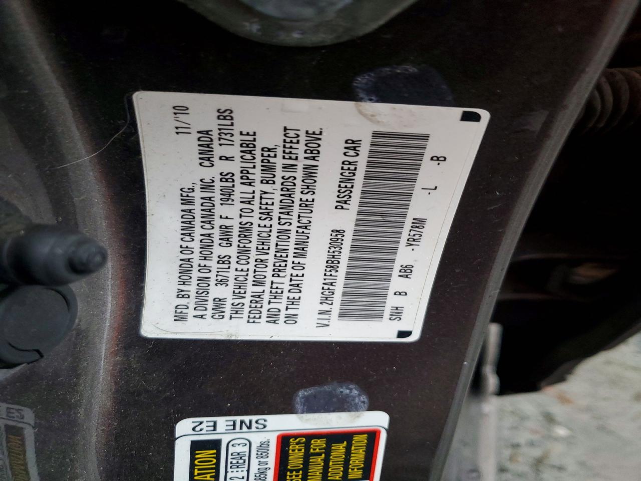 2011 HONDA CIVIC LX photo 13
