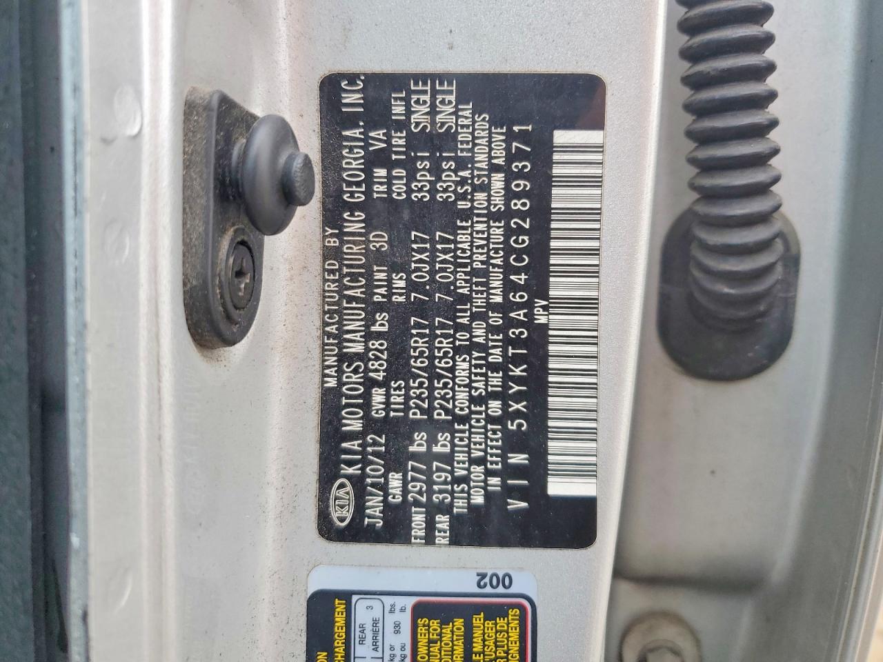 2012 KIA SORENTO BASE photo 13