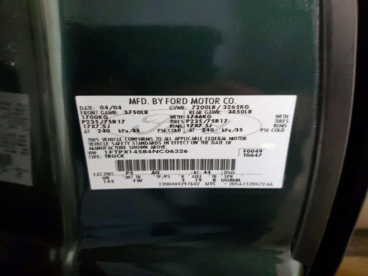 2004 FORD F150 photo 12