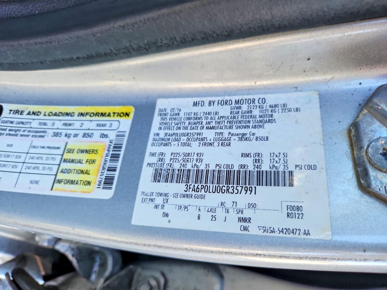2016 FORD FUSION SE HYBRID photo 12