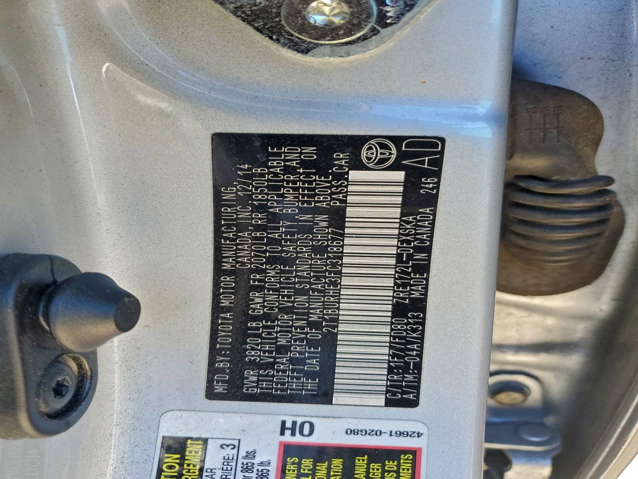 2015 TOYOTA COROLLA L photo 12