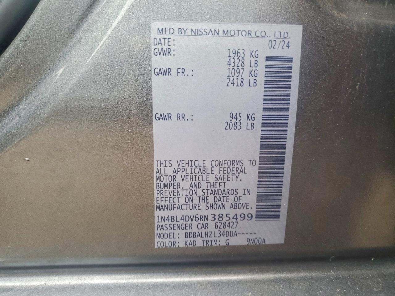 2024 NISSAN ALTIMA SV photo 12