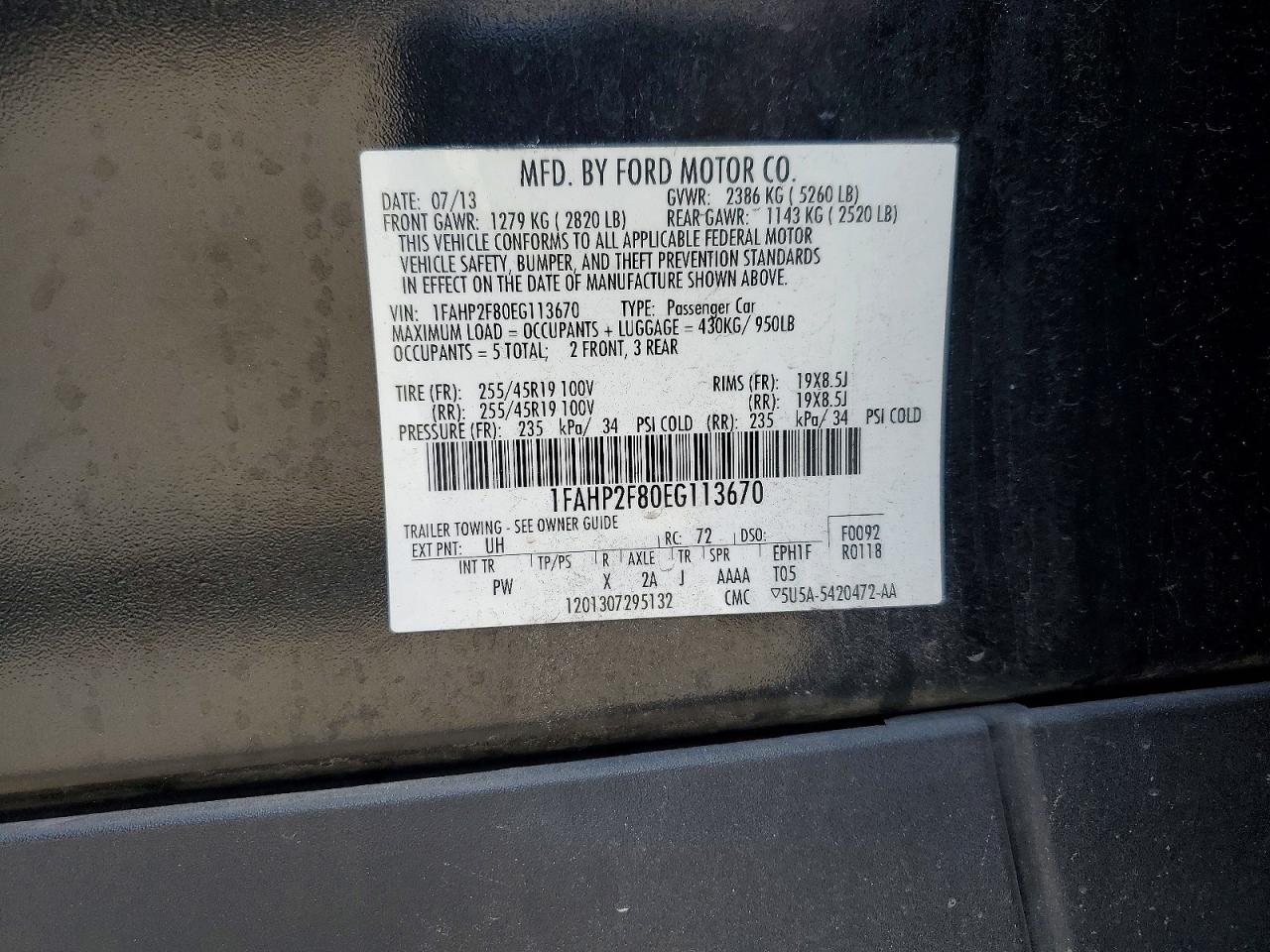 2014 FORD TAURUS LIMITED photo 12