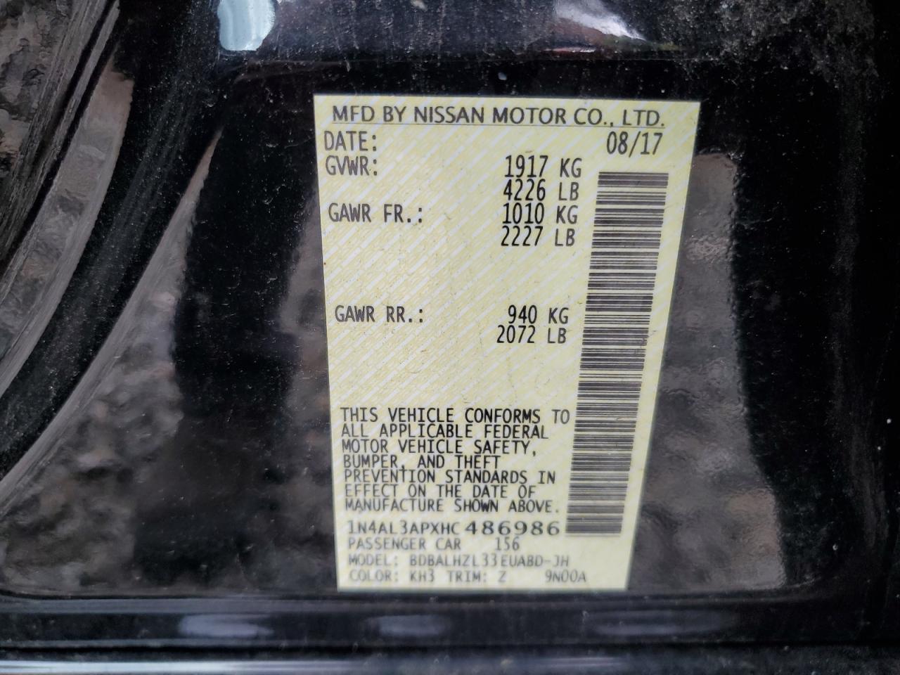 2017 NISSAN ALTIMA 2.5 photo 12
