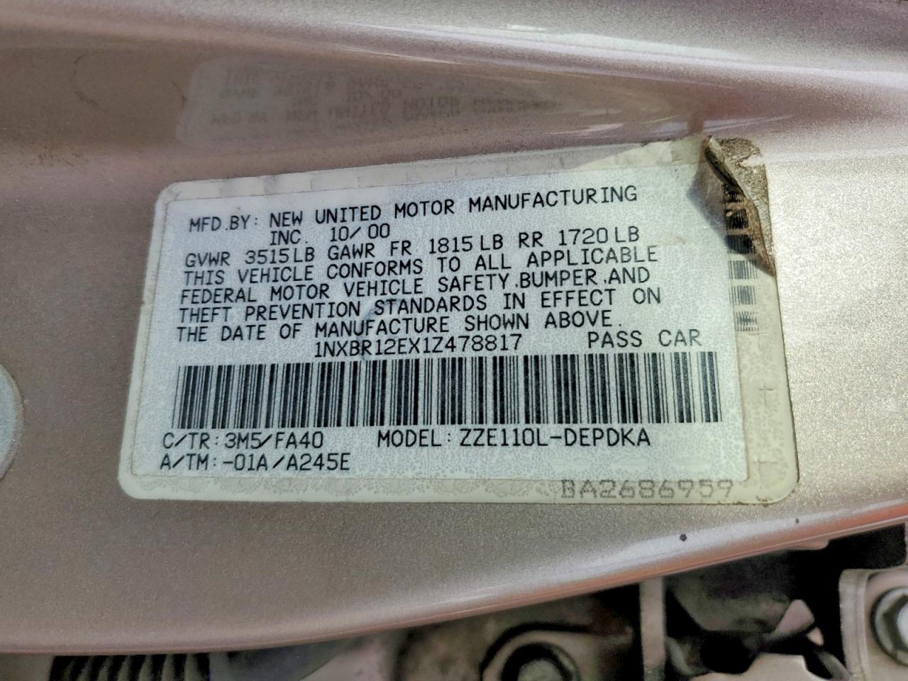 2001 TOYOTA COROLLA CE photo 34