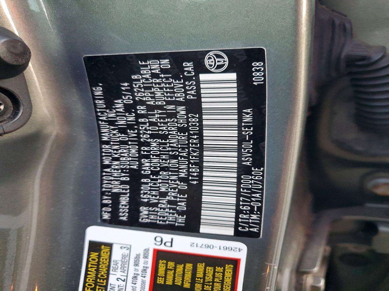 2014 TOYOTA CAMRY L photo 13