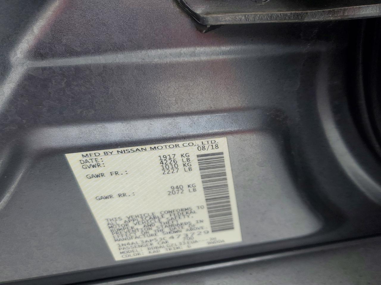 2018 NISSAN ALTIMA 2.5 photo 12