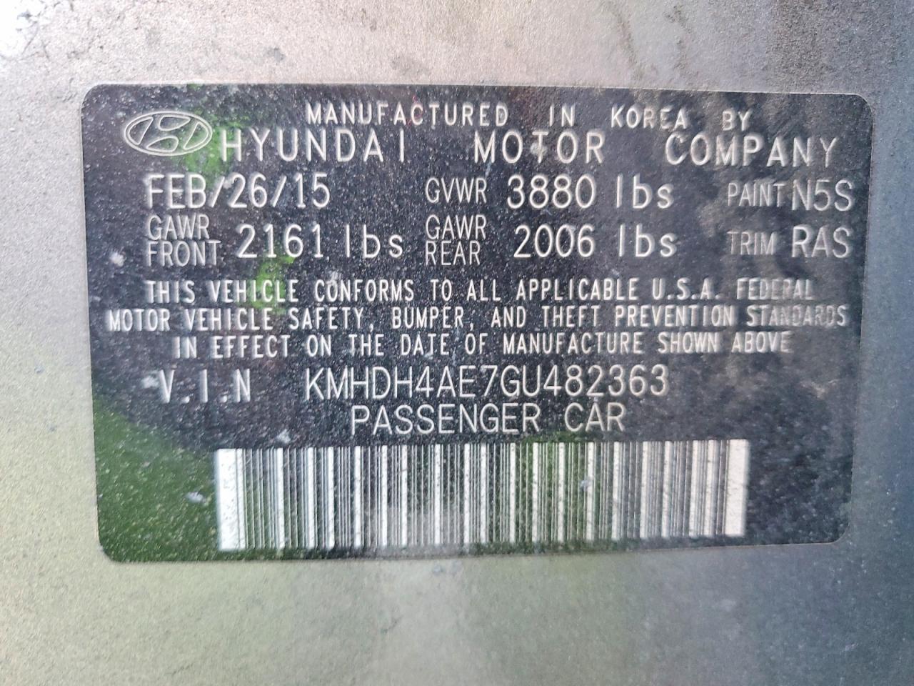 2016 HYUNDAI ELANTRA SE photo 12