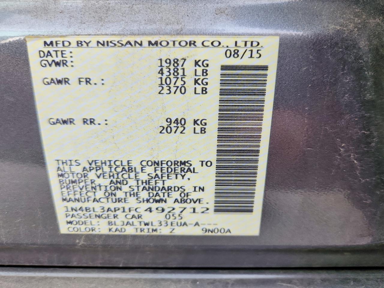 2015 NISSAN ALTIMA 3.5 SL photo 12