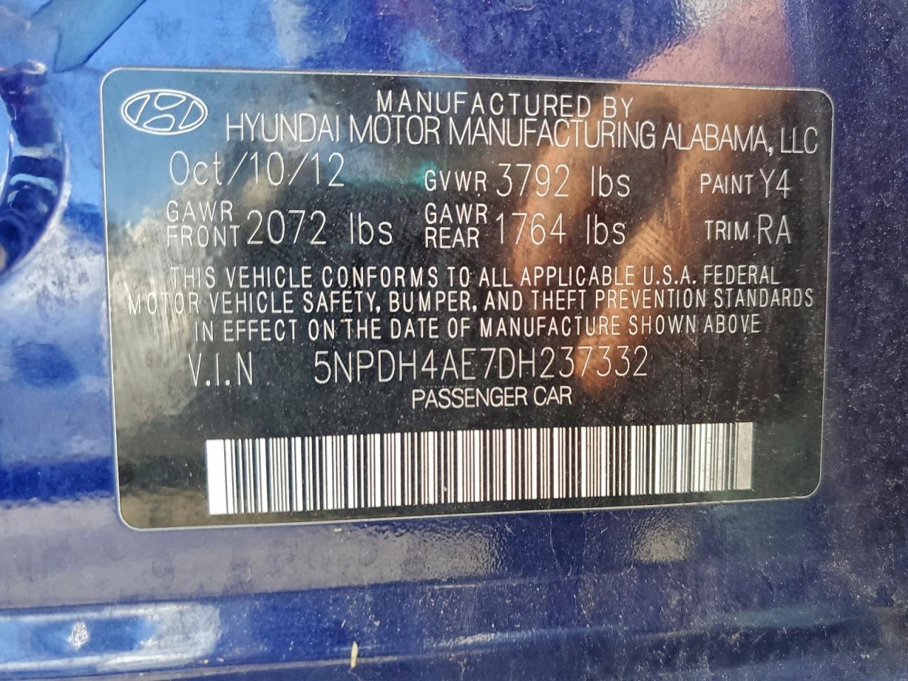 2013 HYUNDAI ELANTRA GLS photo 12