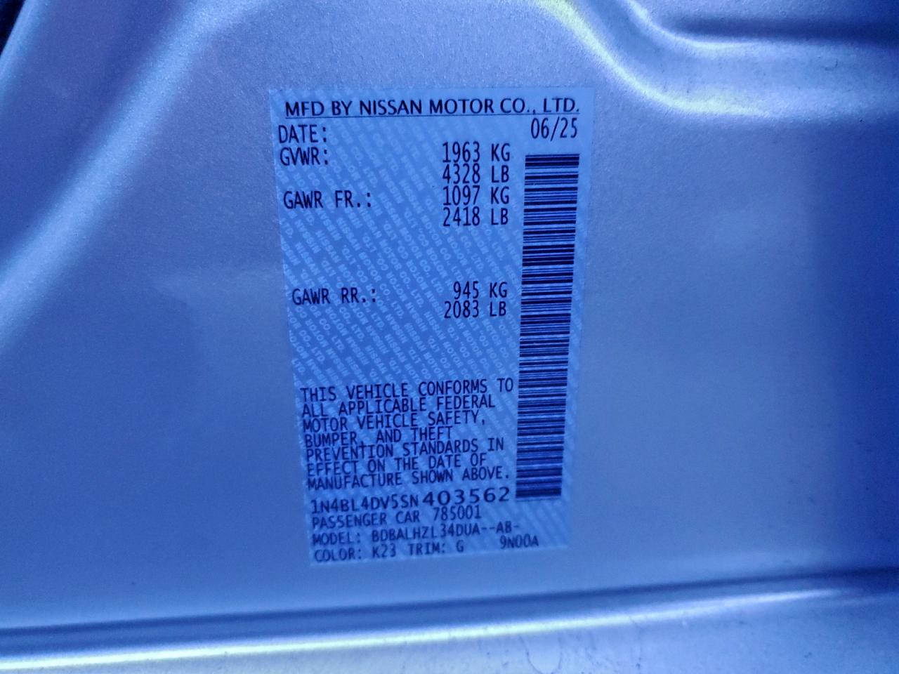 2025 NISSAN ALTIMA SV photo 13