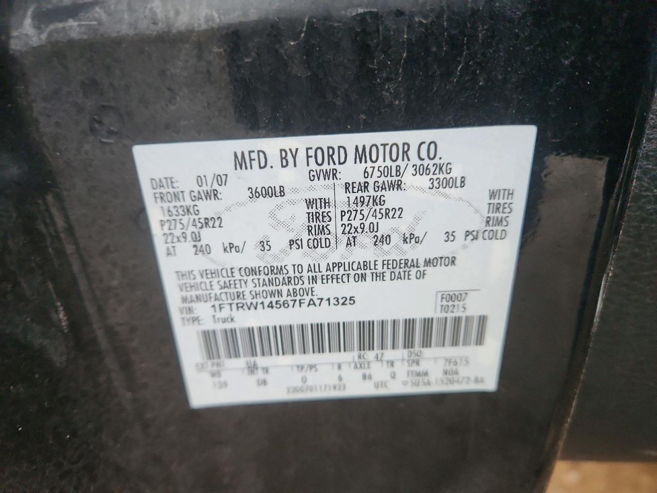 2007 FORD F150 SUPERCREW photo 12