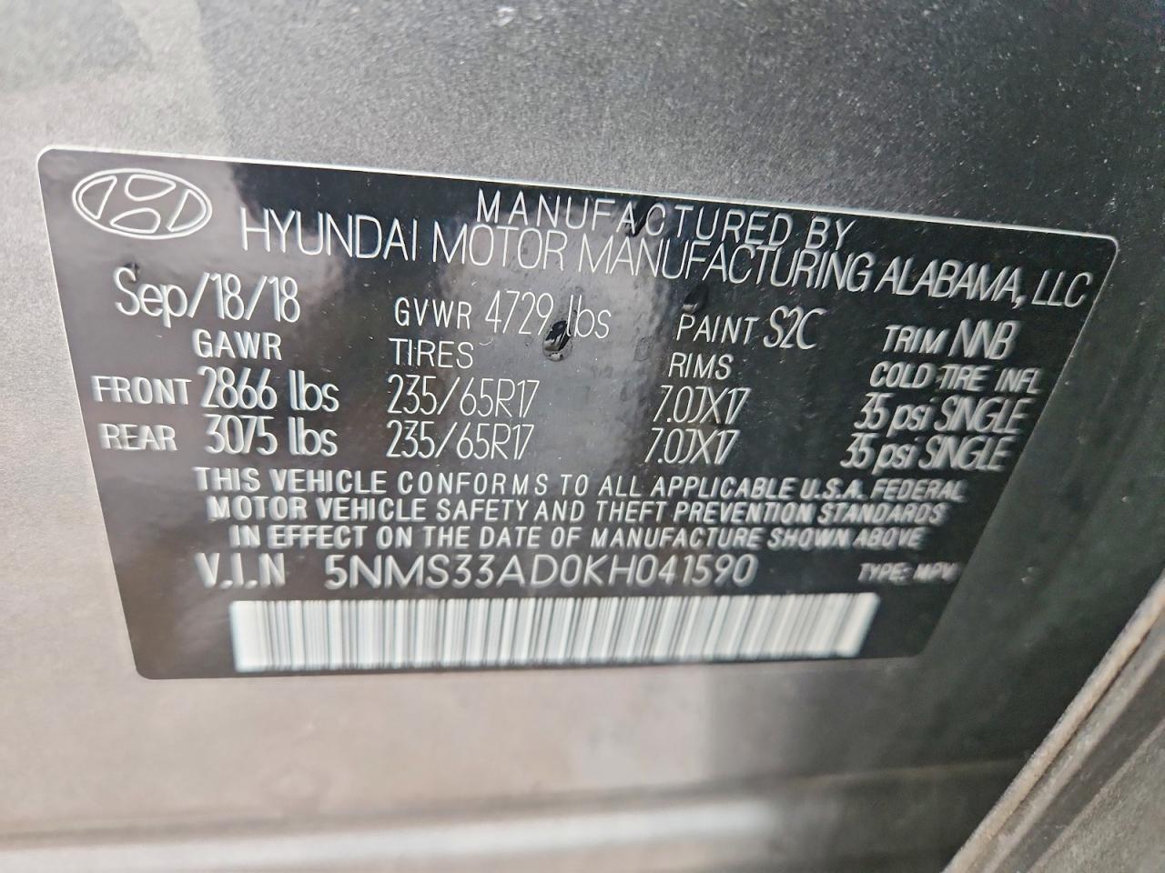 2019 HYUNDAI SANTA FE SEL photo 13