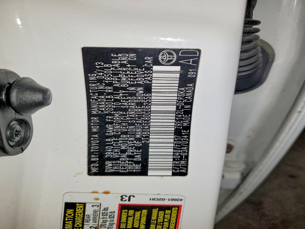 2013 TOYOTA COROLLA BASE photo 12