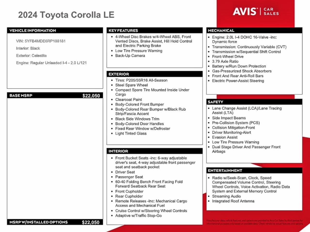 2024 TOYOTA COROLLA LE photo 12