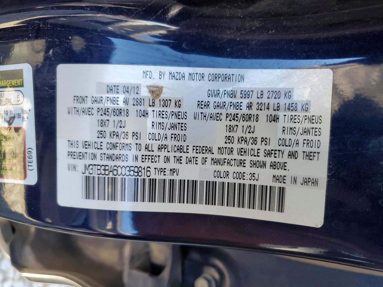 2012 MAZDA CX-9 photo 13