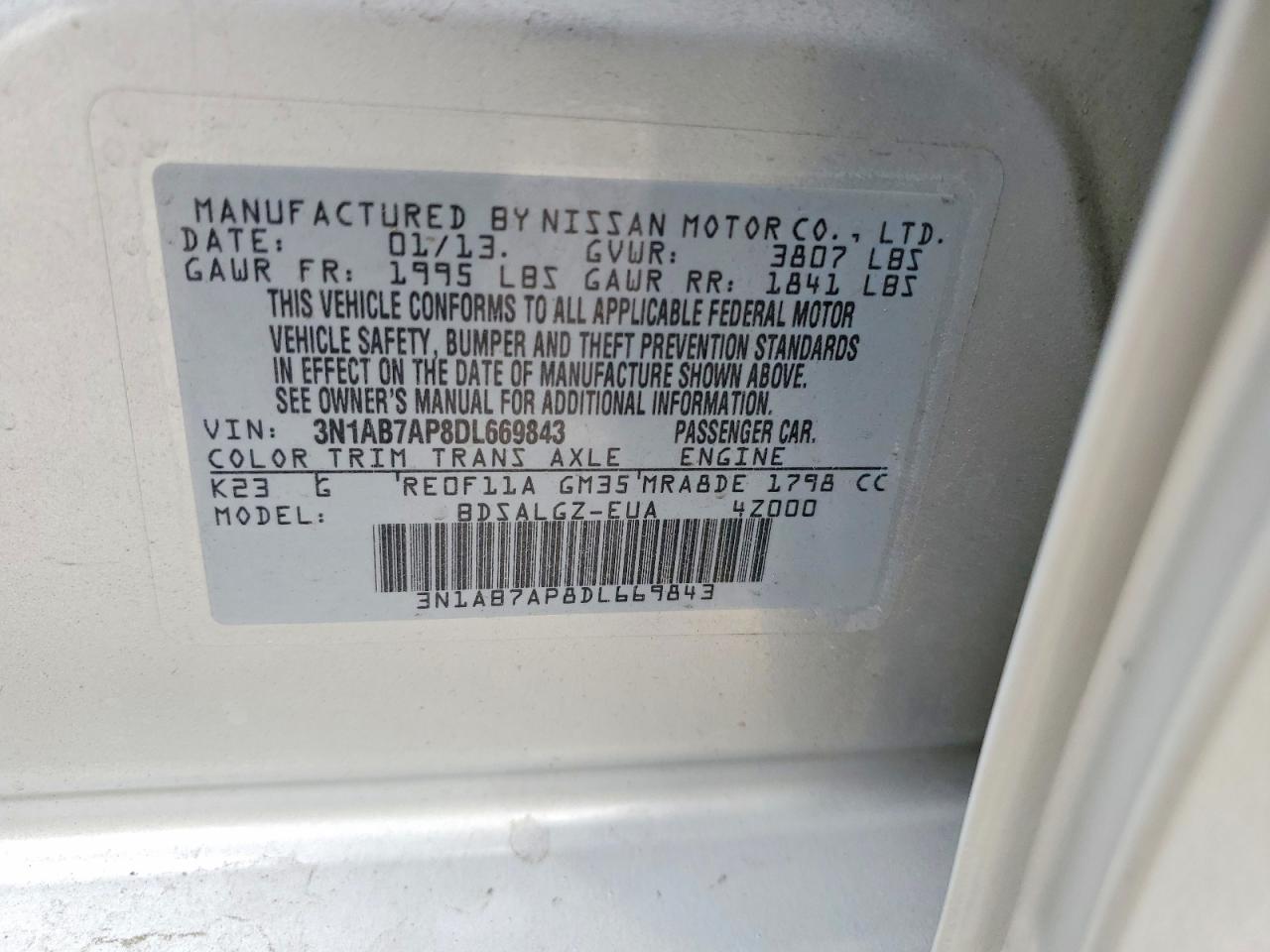 2013 NISSAN SENTRA S photo 12