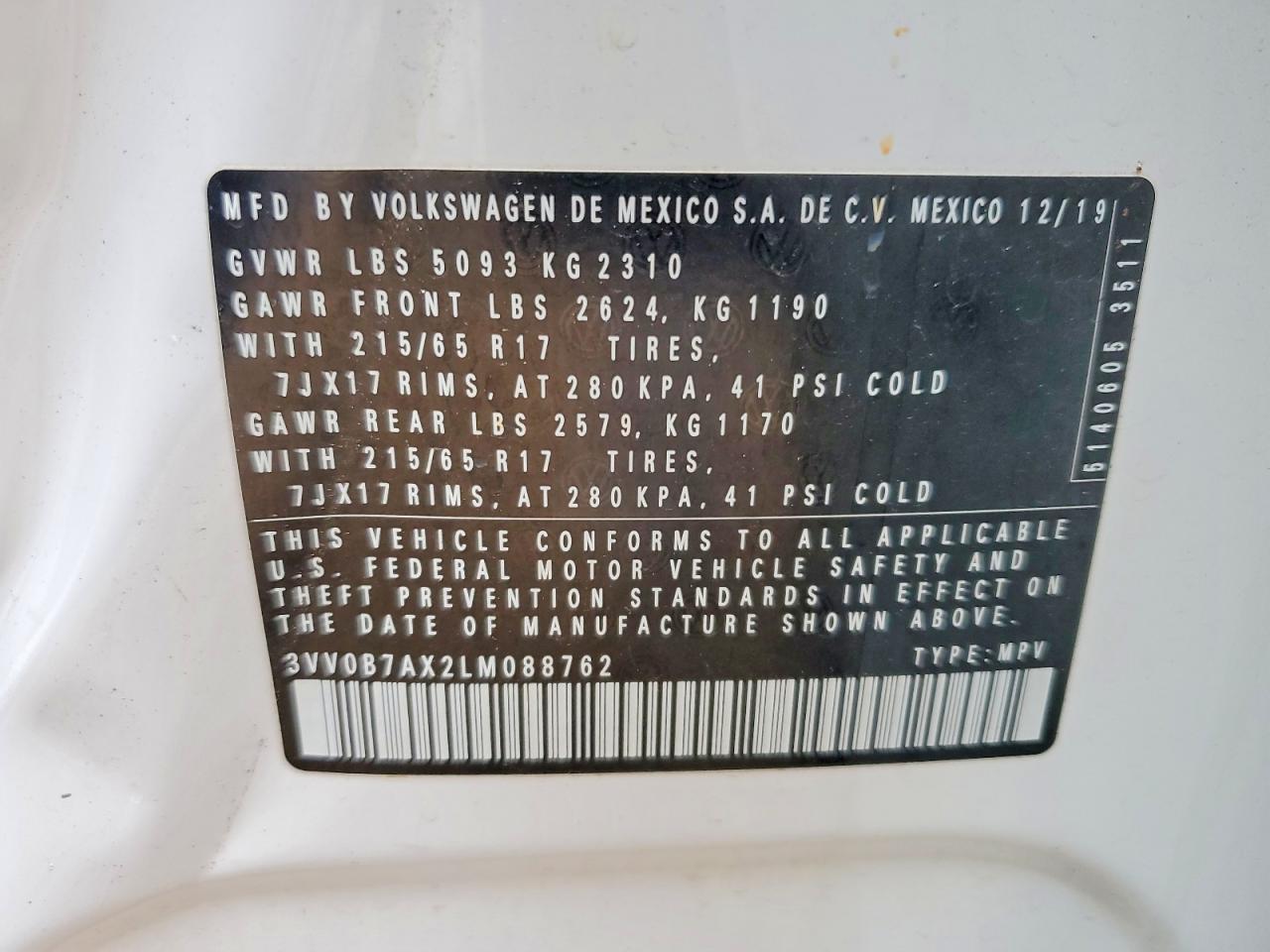 2020 VOLKSWAGEN TIGUAN S photo 13