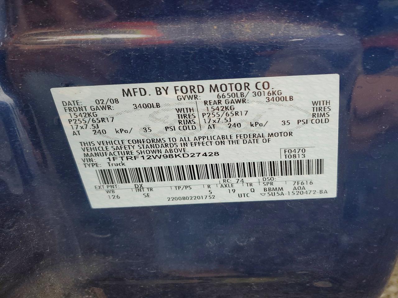 2008 FORD F150 photo 12