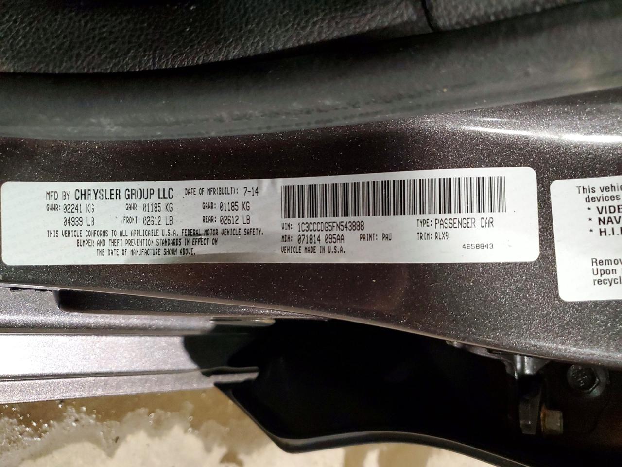 2015 CHRYSLER 200 S photo 12