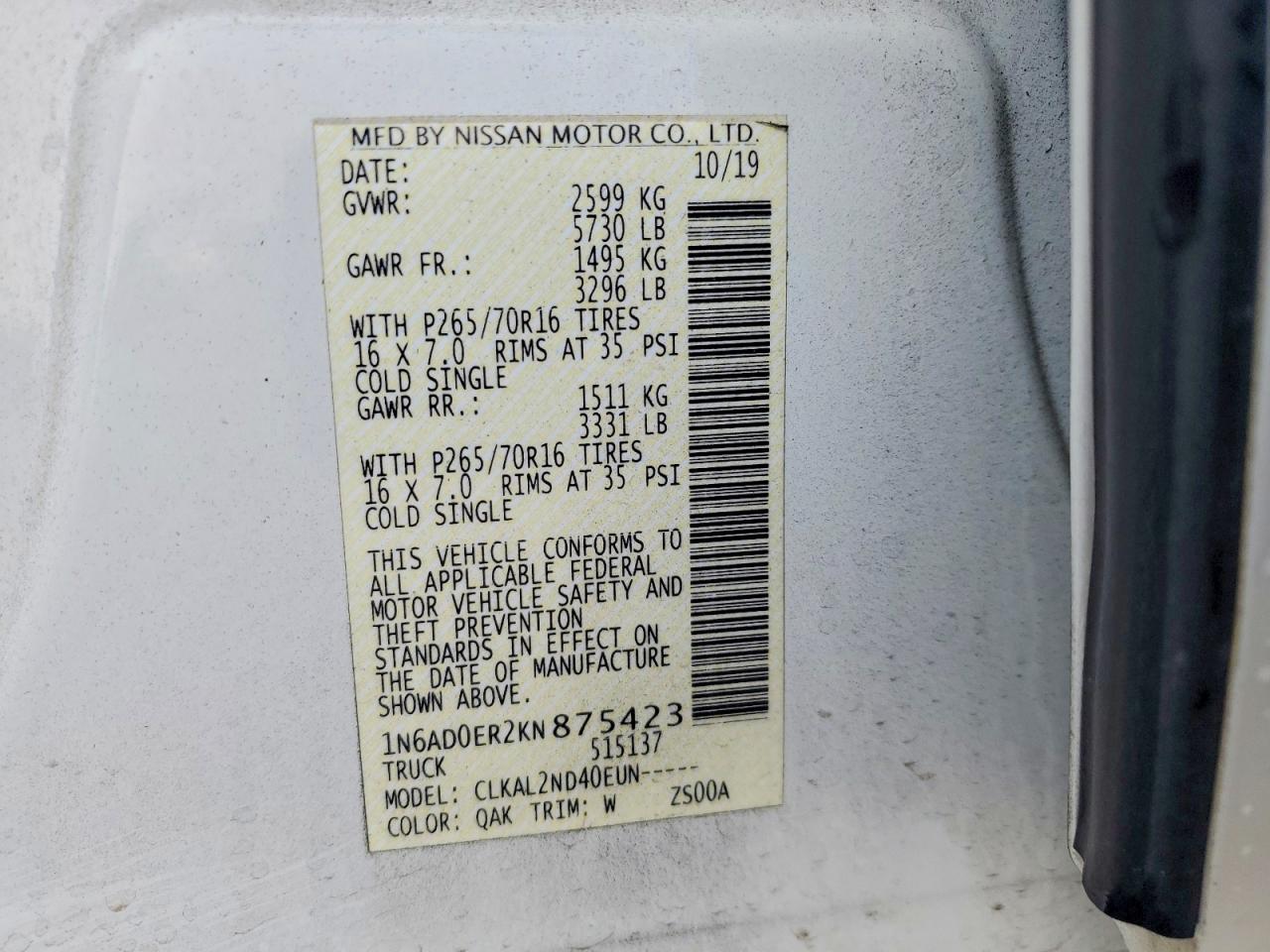 2019 NISSAN FRONTIER SV photo 12
