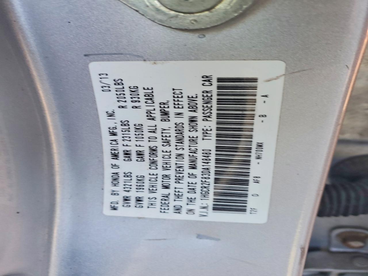 2013 HONDA ACCORD EXL photo 12