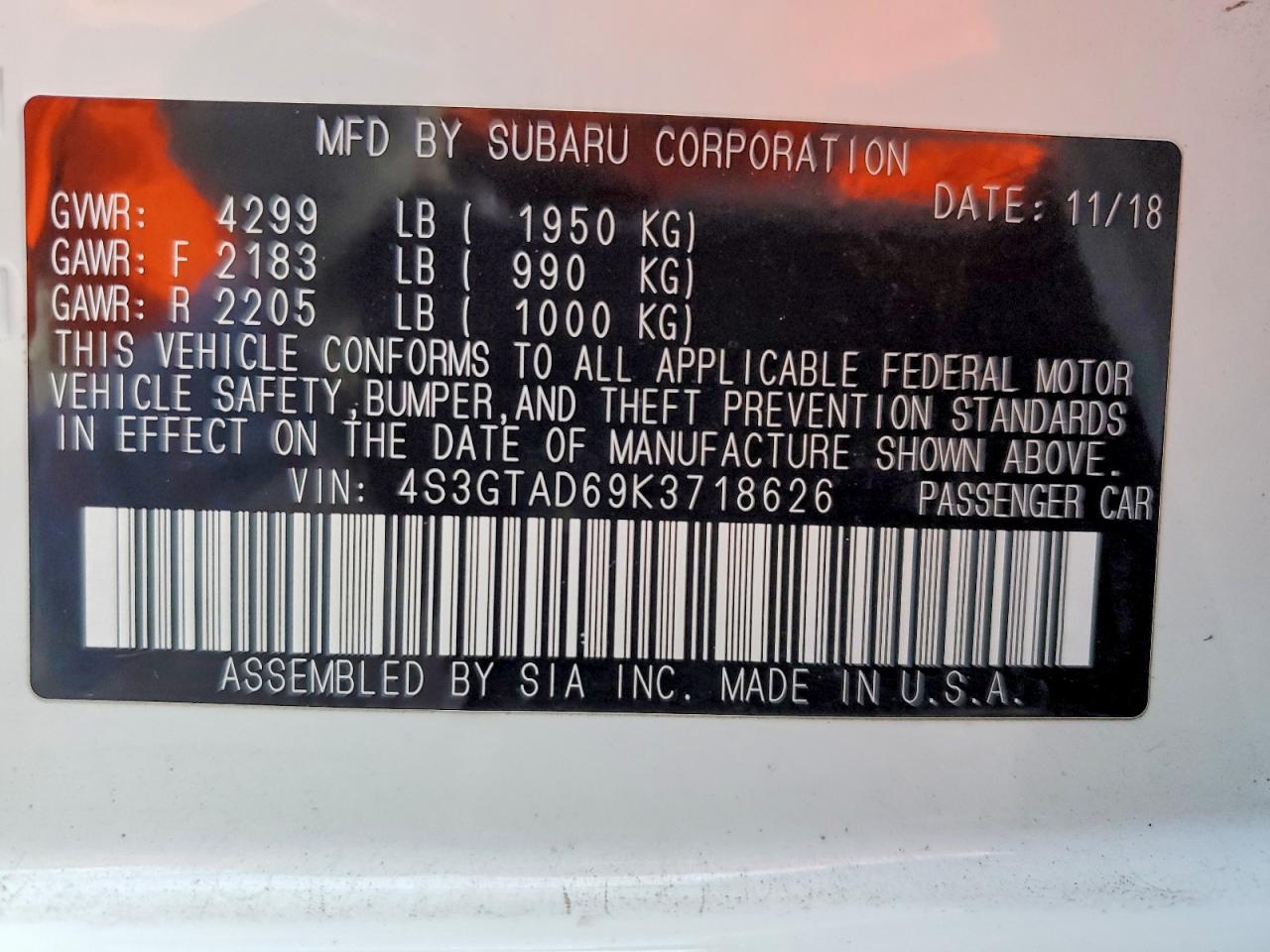 2019 SUBARU IMPREZA PREMIUM photo 12