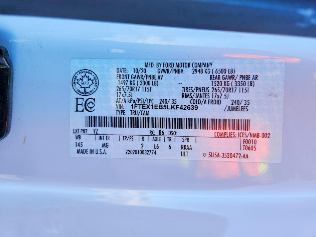 2020 FORD F150 SUPER CAB photo 12