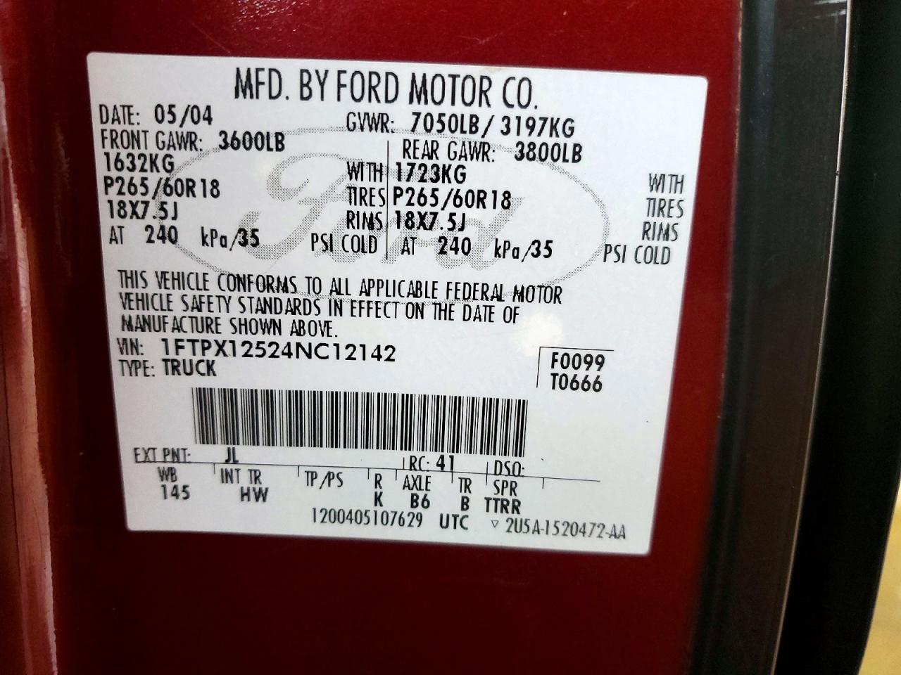 2004 FORD F150 photo 12