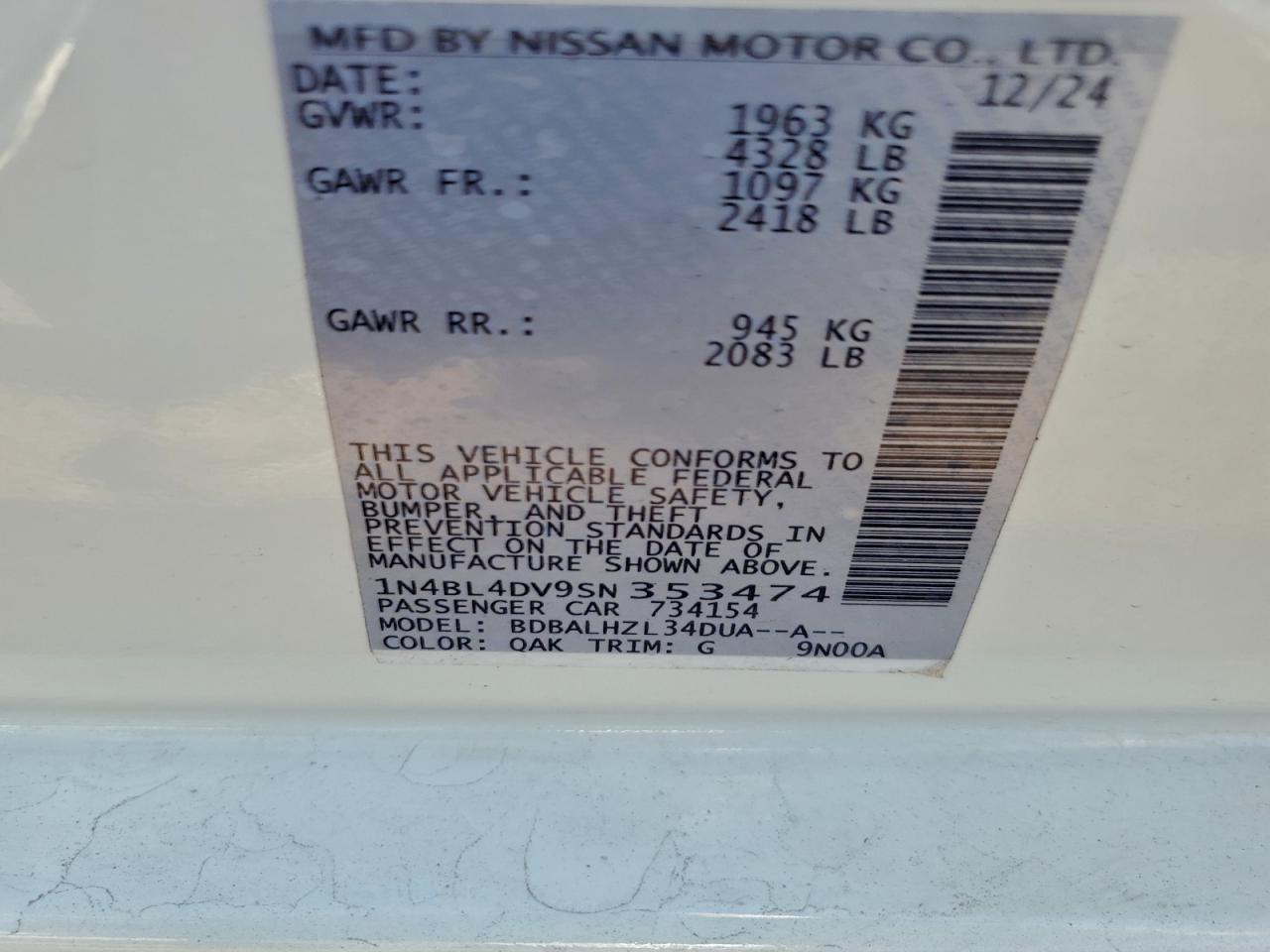 2025 NISSAN ALTIMA SV photo 12